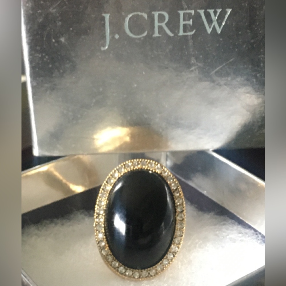 J.Crew Onyx and Gold Enamel Ring